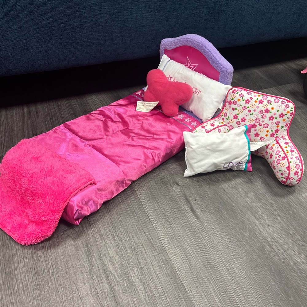 American Girl Pink and Purple Doll Sleeping Set